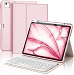 Clavier pour iPad Air 6 13'' 2024 M2 Clavier pour iPad Pro 12.9 6/5/4/3 ème Gén - AZERTY Français,Intelligent Housse Clavier pour iPad Air 13 2024/iPad Pro 12.9 2022-2018 - Or Rose(Q1040)