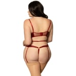 Seven 'til Midnight Longline Svart BH med Öppen Kupa och Trosa Plus Size - Red - Plus size