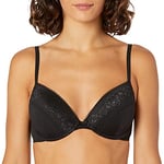 Marks & Spencer Women's Lace Trim Under Wired Padded Plunge Bra, Opaque, Black, 34B