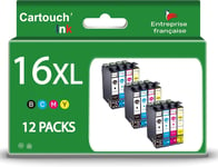 16Xl - 12 Cartouches D'Encre Compatibles Avec Epson 16 Xl T1631 Stylo Plume Multipack Pour Epson Workforce Wf-2510 Wf-2630 Wf-2750 Wf-2760 Wf-2660 Wf-2530 Wf-2540 (Noir Et Couleu[DYJ071503]