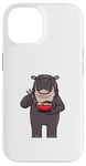 Coque pour iPhone 14 Hippopotame mangeant des nouilles Ramen Animaux sauvages