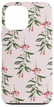 iPhone 13 Pro Max Pink Christmas Mistletoe Jolly Leaves Ribbon Bow Coquette Case