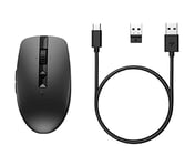 HP Souris 710 | Rechargeable Via USB-C | 6 Boutons | 3 000 DPI | Silencieux | Jusqu'à 90 Jours d'autonomie | Dongle 2,4 GHz ou Bluetooth | 84 g | Noir