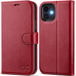 OCASE iPhone 12 Mini Case, Premium PU Leather iPhone 12 Mini 5G Wallet Case [TPU Inner Shell][RFID Blocking][Kickstand][Card Holder] Flip Phone Cover Compatible For 5.4 Inch iPhone 12mini-Red