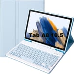 Étui Clavier Tablette Pour Samsung Galaxy Tab A8 10.5 2022 2021 (Sm-X200/X205), Housse Clavier Magnétique Bluetooth Sans Fil Pour Samsung Galaxy Tab A8 10.5 (Bleu)