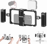 NEEWER Kit de vlogging pour téléphone amélioré, stabilisateur vidéo avec Double poignée, Fente Micro sans Fil pour Tiktok/Youtube, Compatible avec SmallRig iPhone 14 Pro Max 13 Pro Max Galaxy S23,