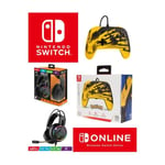 Pack Manette SWITCH Filaire Nintendo Pokémon Pikachu Lightning Officielle + Casque Gamer PRO H7 NOIR SPIRIT OF GAMER SWITCH