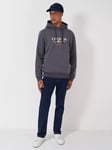 Crew Clothing Embroidered Cotton Blend Hoodie, Dark Grey