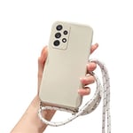 Alihtte Coque pour Samsung Galaxy A53 5G avec Cordon de Collier,Coque avec Cordon pour Galaxy A53 TPU Bumper Etui Housse Cordon Réglable Téléphone Portable Lanyard Case pour Galaxy A53 Blanc