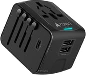 AUNNO Universal Travel Adapter, International Travel Plug Adapter with 1 USB C 2