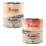 10 EUR alennusta! Purizon 24 x 800 g/400 g  - 24 x 800 g luomulajitelma 1: 12 x luomukana & luomuhanhi, 12 x luomunauta & luomukana