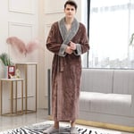 Lovers Winter Long Flannel Coral Warm Solid Bathrobe Women Men Kimono Pink Bath Robe Bridesmaid Sexy Dressing Gown M MenCoffee