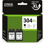 304 XL Noir Cartouche, 304XL Noir Compatibles avec Cartouche HP 304 Noir pour HP Envy 5000 5030 5010 5020 5032 5020 Deskjet 3750 2630 2620 2622 3720 3730 3760 3762 3735 2600 (2 Noir)