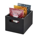 The Home Edit by iDesign Small Paulownia Wood Multi-Purpose Storage Bin with Handles, Black