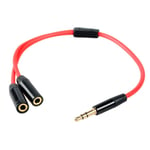 2st. 3.5 mm hane till 2 hona Y Splitter Audio kabel Röd