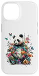 Coque pour iPhone 14 Panda mignon avec fleurs et papillons pour femmes, filles et enfants