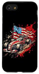 iPhone SE (2020) / 7 / 8 Vintage Auto Racing Car American Flag 4th of July, Auto Race Case