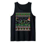 Ugly Sweater Xmas Lights Santa Hat Panther Christmas Tank Top