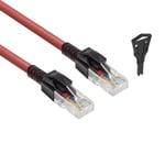 ACT Câble Ethernet CAT6A verrouillable, avec serrure, câble patch réseau Ethernet RJ45 (U/UTP), protection anti-torsion LSZH, rouge, 2 m – FB5502