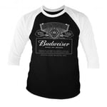 Hybris Budweiser White Logo Baseball 3/4 Sleeve Tee (White-Black,XXL)