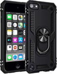 ULAK iPod Touch 7 Case, iPod Touch 5/6 [Military Grade] Dual Layer Protective Case with Stand Function, Soft TPU Bumper Hard Case for Apple iPod Touch 5th / 6th / 7th Gen - Black