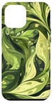 iPhone 15 Plus Elegant Green Nature Plants Swirling Pattern Case