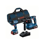 Bosch - Kit Combo 2 pièces 18V : gsr 18V-45 + gbh 18V-22 + 2 x 4.0Ah + chargeur + étui