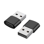 2-pack USB-C till USB-adapter för dataöverföring och laddning Svart