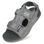 Gaatpot Sandales Femme Sandals de Sport et d'Extérieur Homme avec soutien de la voûte Sandale de Trekking Randonnée Ajustable Bout Ouvert Confortable Gris 38