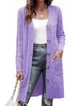 Aottori Gilet Long Femme Cardigan Manteau Veste Femme Chic et Elegant Automne Hiver Vêtements A-Violet M