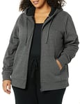 Amazon Essentials Veste à capuche zippée en polaire, doublée de sherpa (disponible en grandes tailles) Femme, Charbon Chiné, L