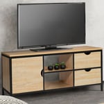 Idmarket - Meuble tv 113 cm detroit 2 tiroirs avec placard design industriel