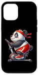 Coque pour iPhone 12/12 Pro Panda sur vélo d'appartement Gym Fitness Entraînement Sport