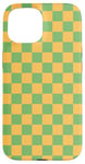 iPhone 15 Yellow, Green, Checkerboard Squared Pattern, Checkered Case