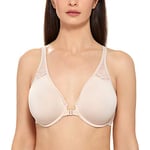 DELIMIRA Femme Soutien Gorge Fermeture Devant Invisible Grande Taille avec Armature Decollete Plongeant Dos Nageur Beige 105C