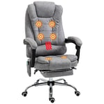 Vinsetto Heated 6 Points Vibration Massage Executive Office Chair Microfiber Adjustable Swivel High Back Desk Chair with Footrest Light Grey