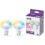 WiZ Ampoule en verre LED intelligente GU10 - Remplacement GU10 50W, nuances de blanc, Wi-Fi/Bluetooth, commande vocale/application, fonctionne avec Google Home, Alexa et HomeKit, pack de 2