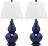 Safavieh EUL4088B-SET2 Kara Lampe de Table en Verre (Lot de 2), E27, 13 W, Marine Bleu, 35 x 35 x 67,31 cm