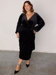 Never Fully Dressed Velvet Vienna Wrap Dress, Black