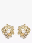 Eclectica Pre-Loved 18ct Gold Plated Faux Pearl Swarovski Crystal Clip-On Floral Earrings, Gold