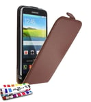 ETUI A RABAT SAMSUNG GALAXY S5 OPEN FLIP MARRON ECO-CUIR (PU)