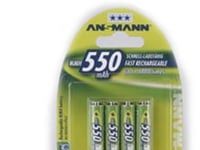 Ansmann Accu, Aaa, 550 Mah, Aaa / Hr03, Nikkelmetallhydrid (Nimh), 1,2 V, 550 Mah, Sølv