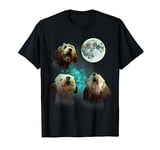 Three Goldendoodles Howl At Moon 3 Wolfs Wolves Funny Parody T-Shirt