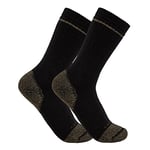 Carhartt Men's Midweight Cotton Blend Steel Toe Sock 2 Pack, black, L