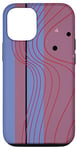 Coque pour iPhone 15 Bleu Rayures Courbes Lignes Abstrait Mauve