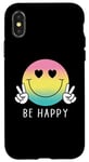 Coque pour iPhone X/XS Chemise Be Happy Heart Eyes Smile Face Peace Happy Face Love