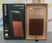 Nomad Clear/Horween Brown Leather Rugged Apple iPhone X Case strong protection