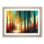 Awesome Abstract Forest Vol.2 H1022 Framed Print for Living Room Bedroom Home Office Décor, Wall Art Picture Ready to Hang, Oak A4 Frame (34 x 25 cm)