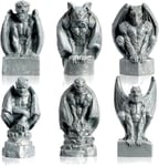 GW Box 6pc Mini Gargoyle Figurines Small Gargoyles Miniature Evil Gargoyles Figurines Gargoyles Sculpture Decoration Ornaments for Halloween Decorations Accessories and Home Decor