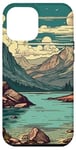 Coque pour iPhone 12 Pro Max Rocky Mountain Lake Vintage Paysage graphique